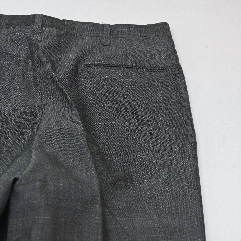 Vtg USA Made Double Breasted 38S 30x30 Gray Slub Check Mens Jacket Pants Suit